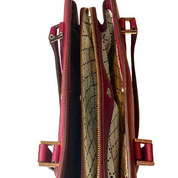 Kate Spade Burgundy Saffiano Leather Shoulder Bag triple compartment + gold tone - Picture 15 of 16